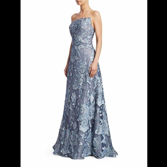 Rene Ruiz Collection Floral Fil Coupé Strapless Gown US 14 $1795 - Picture 2 of 8
